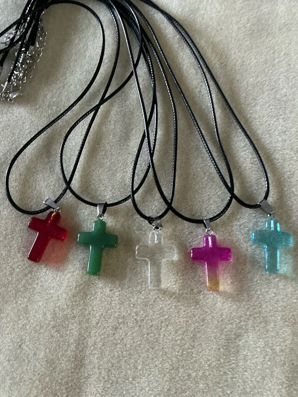 Colorful Cross Pendant Necklaces, set of 5